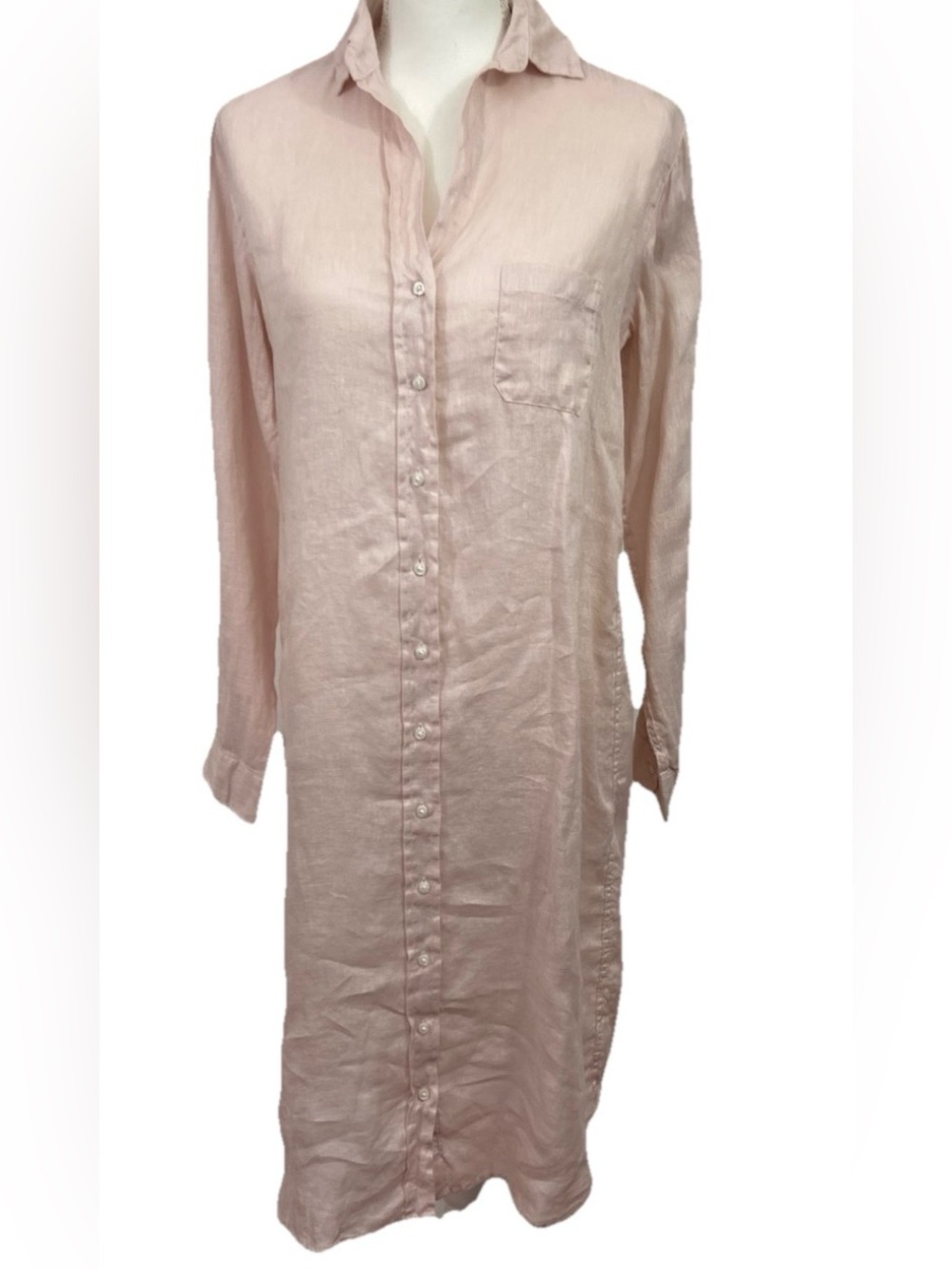 Grayson Linen Shirt Hero Dress Midi Light Pink Frank Eileen Small Classic